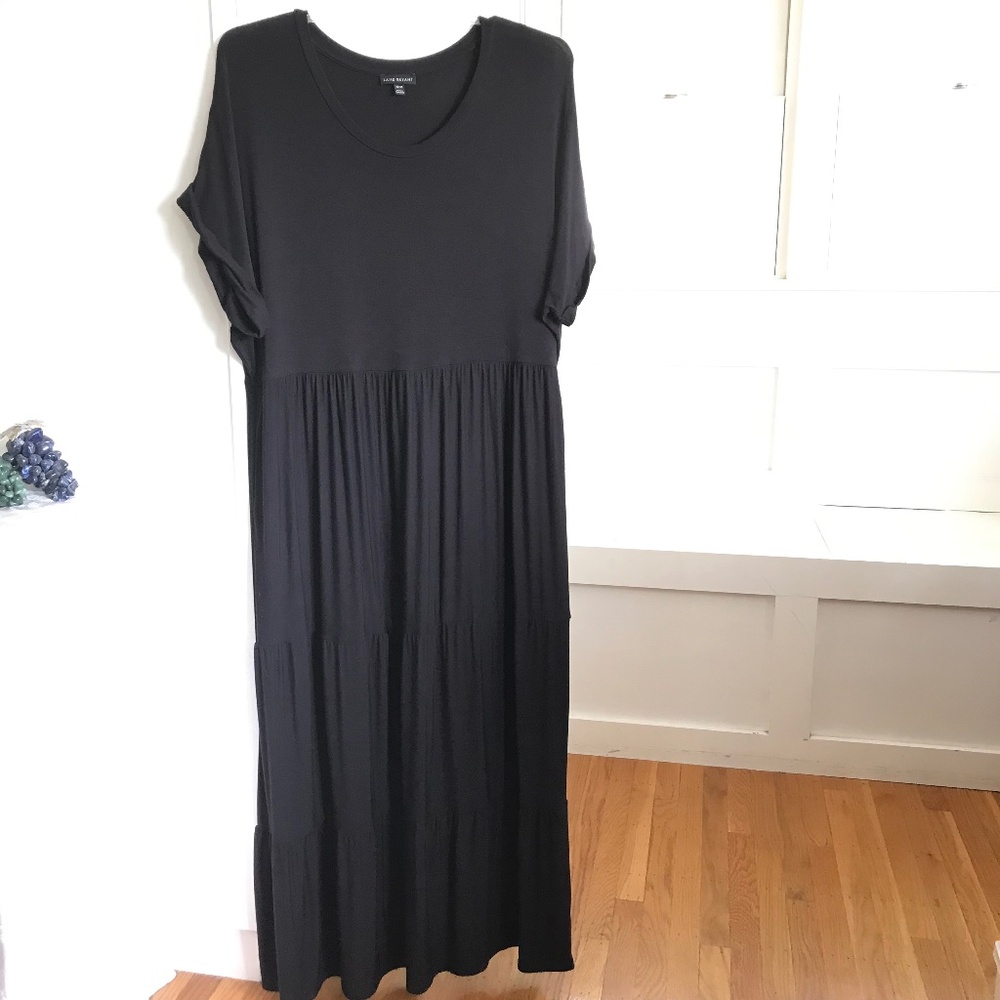 Lane Bryant Black Pleated Sundress Sleeveless Maxi